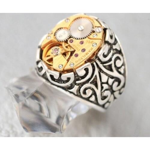 New Punk Vintage Geometry Gear Ring For Women Totem Ring Handmade Morgan Hip Hop Gold Retro Silver 2 Colors Rings Mens