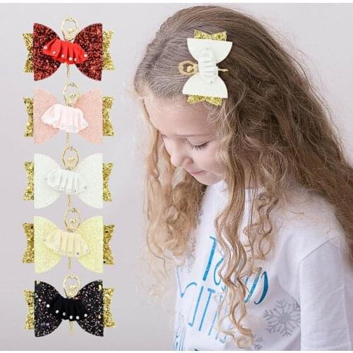 2021 new ballet goddess statue bow girl rhinestone side clip jewelry childrens hair accessories holiday gift