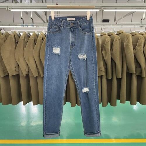 Spring and summer 2021 new Korean dongdamen stretch womens super slim high waist straight jeans pants