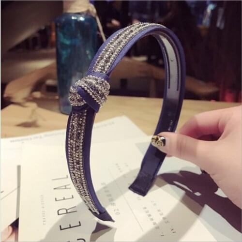 New spring and summer boutique hair accessories Korean fabric diamond side knotted tooth fashion hairband headband curling women
