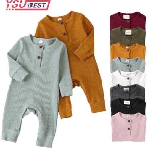 Baby Boy Romper Long Sleeve Knitted Ribbed Baby Clothes Girl Rompers Solid Color Toddler Romper Infant Clothing 0-3 Years