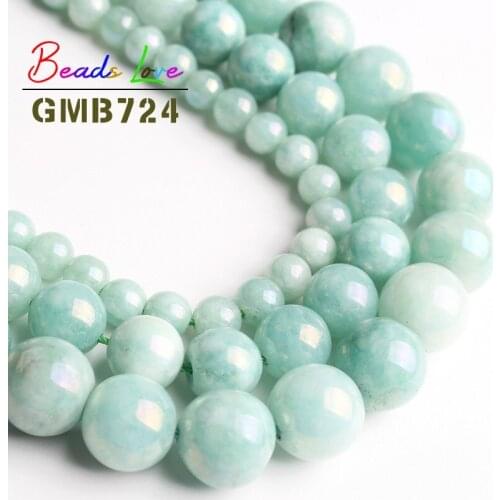 Natural Cyan Blue Angelite Stone Round Loose Beads 6 10 12mm 15 Inch Diy Bracelet Necklace for Jewelry Making Wholesale Perles