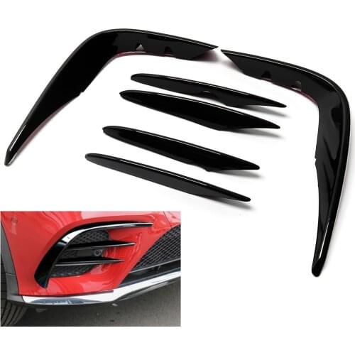 Carbon Fiber Look Front Bumper Fender Fog Light Lamp Cover Trim Airvent Splitter For Mercedes Benz GLC Class X253 2015 - 2019