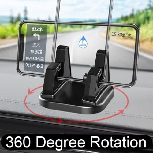 Silicone Universal Car Mobile Phone Holder For iPhone X XR XS Max 11 12 Pro 360° Rotate Sticking Stand Mount Desktop Car Holder
