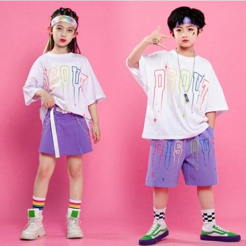 Cheerleader Uniform Hip Hop Dance Clothes Summer Festival Clothing Stage Costume Rave Outfit Jazz Dancewear Purple Shorts JL2988
