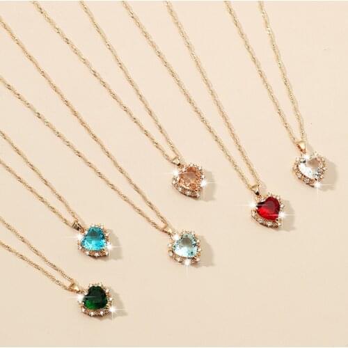 High Quality Love Shaped Zircon Necklace For Women Pendant Clavicle Chain Charm Jewelry Girl Birthday Gifts