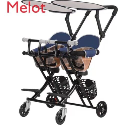 High-End Luxury Twins Baby Walking Childrens Double Baby Walking Trolley Two-Child Portable Foldable Baby 1-6 Years Old