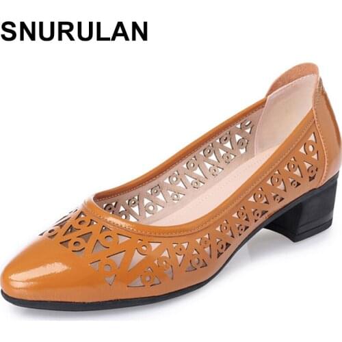 SNURULANPlus size 41-43 womens sandals, summer genuine leather women shoes, comfortable breathable hole casual ,shoes womenE558