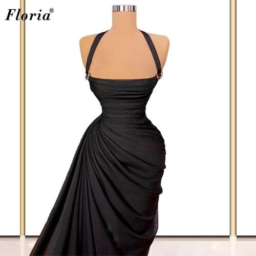 Vintage Black Evening Dresses Long Mermaid Halter Evening Gowns Sleeveless Prom Dresses For Women Celebrity Dresses Vestidos