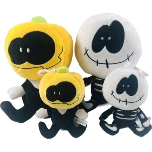 2pcs Friday Night Funkin Plush Toys Hot Game Pumpkin Man Skeleton Man Soft Stuffed Doll Toy For Boy Girls Birthday Gifts