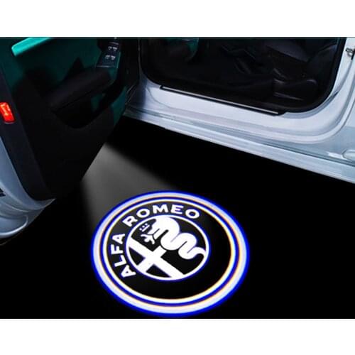 2x Car Door Welcome Lights Logo Projector Decoration Accessories For Alfa Romeo Giulia Giulietta Mito Stelvio Brera 156 159