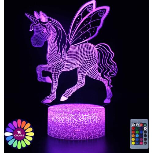 Acrylic Table Lamp 3D Unicorn USB LED Lights for Home Room Decoration Touch Remote Control Night Lights Holiday Birthday Gift