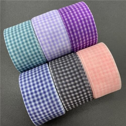 5Yards/Lot 25mm 38mm Organza Ribbon Printing Plaid Ribbon For Bow Hair Wedding Christmas Decoration Lace Crafts DIY Gift Package