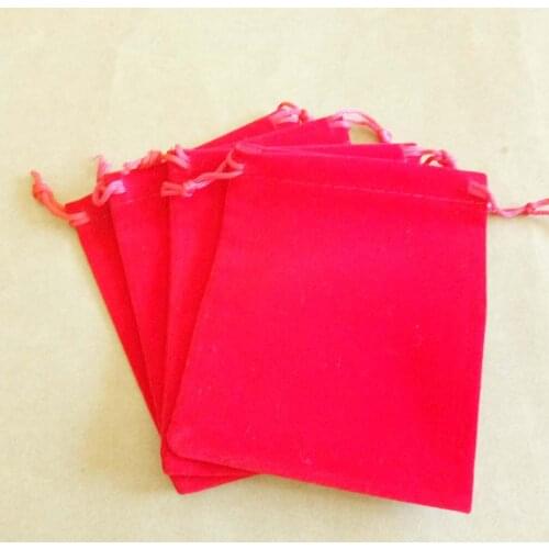 50pcs 7x9 10x12cm Red Velvet Bags Jewellery Pouch Gift Bags Wedding Drawstring Bag Woman Jewelry Display Gift Packaging Bag Diy