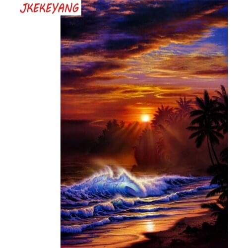 5D DIY square/round Diamond painting Ocean and sunset Cross Stitch Diamond Embroidery Pattern Rhinestone J2560