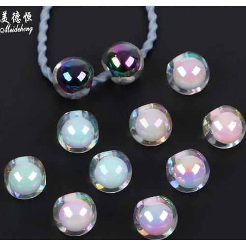 Acrylic Luxury Round Ball Beads In Beads for Jewelry DIY Making Deviation Hole Beads Kids Gifts Hair Rings Event Gift Accessory
