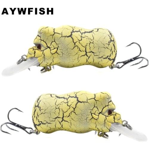 AYWFISH Popper 75mm 14g Topwater Lifelike Kingkong Fishing Lure Crank Bait Hard Wobbler Long Round Diving Lip Floating Crankbait