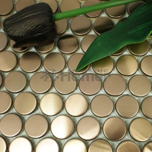 Free shipping, round rose gold draw-bench stainless steel mosaic tiles kitchen backsplash 12x12" for wall mosaic free shipping