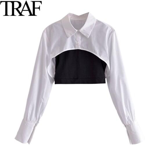 Traf Za Women Clothing Korean Fashion Long Sleeve Blouse White Shirt Two Piece Set Chic Office Ladies Tops Mujer