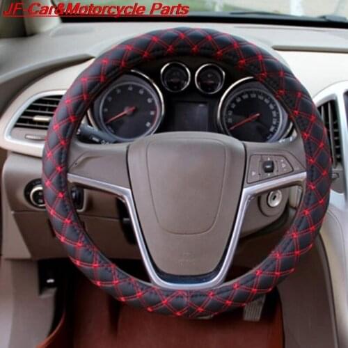 Car Steering Wheel Cover Popular Checkered Embroidery Korean Red Wine Series Car Steering Wheel Cover for All Seasons