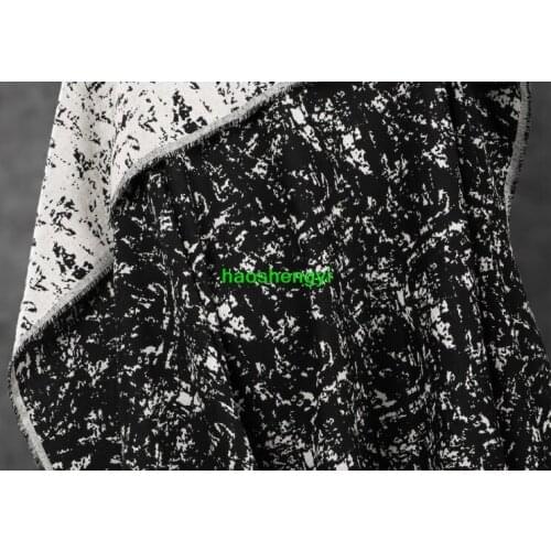 Black and white wool jacquard retro creative clothing DIY designer fabric