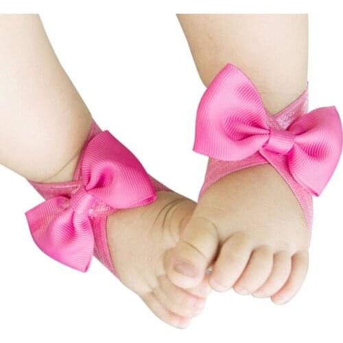 Baby Newborn Foot Decoration Photography Props for Boy Girl Barefoot Sandals Accessories Bowknot Birthday Gifts