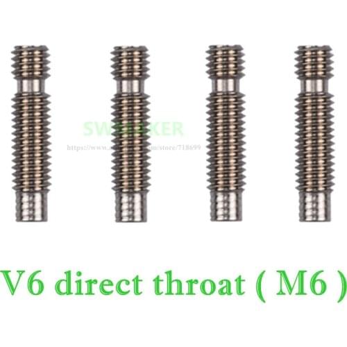 1pcs New V6 stainless steel throat 1.75/3.0mm M6 threaded with/ PTFE tube /4.1 hole for direct extruder 3D printer accessories