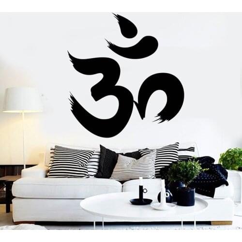 Creative Hindu Vinyl Wall Decal Om Character Sanskrit Hinduism Sticker Personality Character Wall Tattoo Decor Living Room SA156