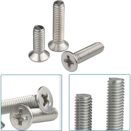 Luchang 50pcs M2 M2.5 M3 Stainless steel countersunk flat cross head philips micro machine screw