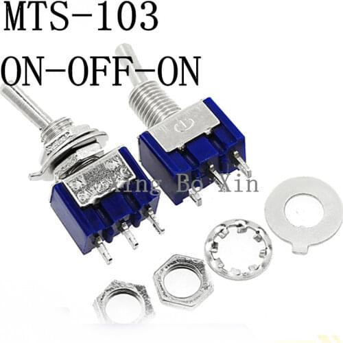 10pcs MTS-103 Toggle switch (single) three toggle switch 6 a 125 v