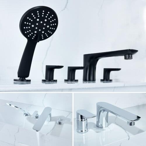 Matte Black Cold Hot Water Brass Massage Bathtub Faucet Bathroom Shower System Faucet Mixer Shower Room Mixing Valve Tap