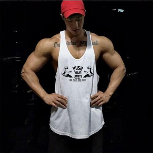 Summer Mens Muscle Tank Loose Fit Sports Sleeveless T shirt Mens Gym Clothing Fitness Training Racer Back Bodybuilding Tank Top