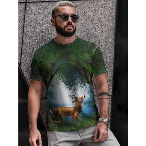 2021 Summer New Oversized Loose Mens T-shirt Clothes Short Sleeve Dream Series Printed O-Neck Mens Loose T-shirt