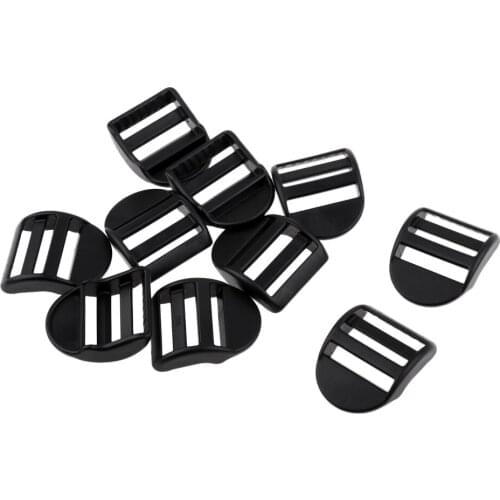 Set Of 10pcs Black Durable Slide Buckles For 25mm/ 1 Inch Outdoor Camping Backpack Webbing Strap