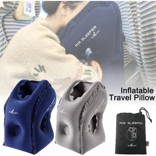 Inflatable Air Pillow Travel Pillow Air Bolster Comfortable Sleep Plane Car Soft Cushion Trip Foldable Office Desk Nap Pillow