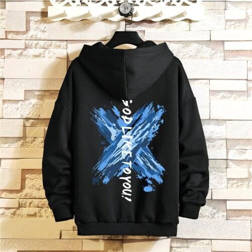 2021 New Mens Round Neck Top Mens Harajuku Oversized Sweatshirt Japanese Streetwear Hip Hop Black Hoodie Mens Hoodie