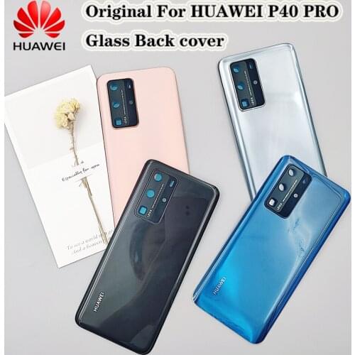 Original For Huawei P40 Pro ELS-AN00 Glass Back Cover With Camera Lens Protect Case Real Door Housing Replace Parts 6.58'' +Logo