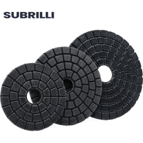 SUBRILLI 3"/4"/5" Inch Black Buff Polishing Pad Wet Use For Buffing Dark Color Granite Slab Marble Ceramic