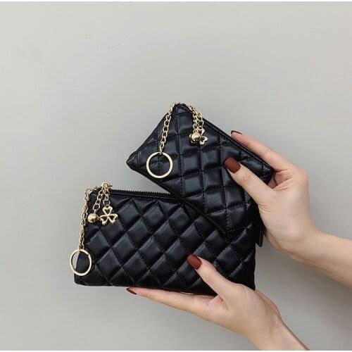 Casual Women Purse Sheepskin Leather Women Wallet Luxury Multifunction Card Holder Zipper Female Coin Purse with Key Ring