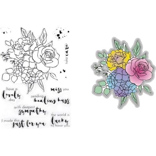 Clear Stamps And Cutting Dies Beautiful Flowers Inky Bouquet For DIY Scrapbook Photo Album Craft Card 2021 New