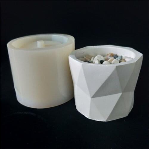 PRZY HP0132 Silicone Mold Geometric Cement Concrete Flower Pot Silicone Mould Resin Mould Silicone Rubber with Hole Mould