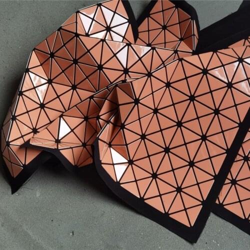 Miyake Creative Bags Fabric Triangle Mirror Reflective Orange DIY Patches Cosplay Decor Craft Modeling Designer Fabric