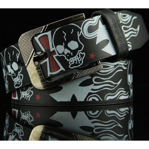 Skull Punk Motorcycle Mens Womens belts European American Hip-Hop Locomotive Printing Wild Campus Popular Couple Waistband