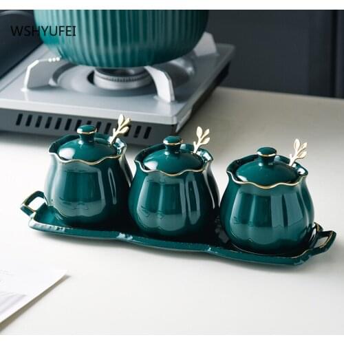 Nordic Light Luxury Ceramic Sealed Storage Jar With Lid Spice Jar Dried Fruit Snack Container Bottle Kitchen Combination Set