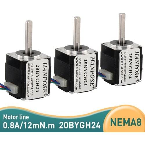 3pcs For 3D Printer Monitor Equipment 20 Series Motor Nema8 Stepper motor 24mm 0.8A 1.8 degrees (20BYGH24)step motor