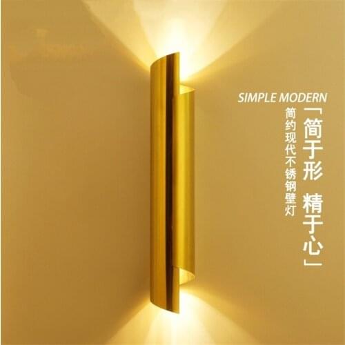 Modern Gloss Mirror Bright Gold Wall Lamps Living Room Bedroom Design Sconce Wall Lights Stairs Stainless Steel Deco Fixtures