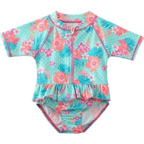 Summer Kids Girls' Swimwear One-Piece Free Shipping 3-24Months Summer Cute Baby Swimsuit Short Sleeves Infant Swimming Wear