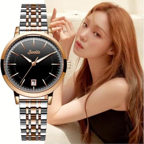 SUNKTA Fashion Women Watches Ladies Top Brand Luxury Stainless Steel Calendar Sport Quartz Watch Women Waterproof Bracelet Watch
