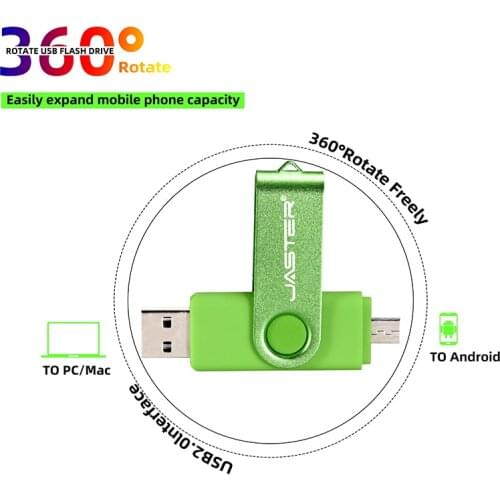 JASTER Rotatable smart OTG usb flash drive 64G 32G 16G pen drive Thumb drives memory stick android otg usb key free Custom LOGO