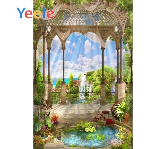 Yeele Seaside Palace Pavilion Garden Landscape Photography Background For Photo Studio Vinyl Custom Photo Scenery Backdrops Prop